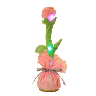 China Newest Singing Toy/Music Toy Valentine's Day Gift Plush Talking Twisting Rose Lighting Dancing Rose Flower for sale