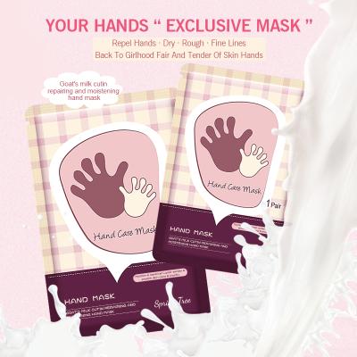 China Moisturize and Reduce Skin Monotony Wholesale Nature 100% Organic Goat Milk Peeling Gloves Hand Mask Moisturizing Exfoliating Whitening Repair for sale