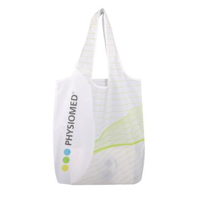 China Folding Personalize Logo Foldable Portable Reusable Custom Polyester Tote Shopping Bag for sale