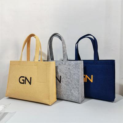 China Other Recycled Fashion Promotional Felt Bag Custom Logo Ladies Shoulder Felt Shopping Tote Bag for sale