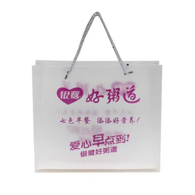 China Luxury Custom Handled Printed Logo Design Handle Plastic Food Tote Shopping Bag Package for sale