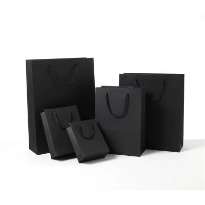 China Recyclable Custom Printed Your Own Logo Black Gift Craft Shopping Paper Bag With Handles for sale