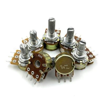 China WH148 Standard Single Duplex Potentiometer Adjustable Resistor B1K 2K5K10K20K 50K 100K 500K Handle Length 15 20MM for sale