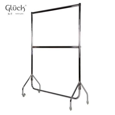 China Modern Design Adjustable Mobile Steel Tube Hanger Display Clothes Rack for sale