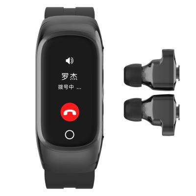 China Touch Screen 2 in 1 Smart Watch Earbuds with Touch Control BT 4.2 Radio Heart Rate Smart Watch Earphones TWS Music for sale