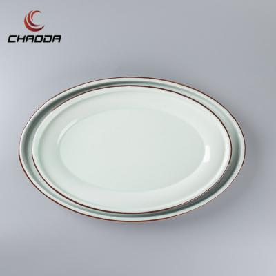 China SUSTAINABLE CHAODA Customized Restaurant Ceramic Charger Plates Durable Platters Tableware Durable Porcelain Oval Dishes for sale