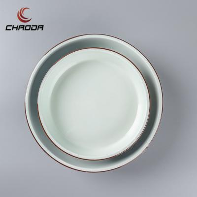 China CHAODA Customized Ceramic Top Quality Large Glazed Tableware Sustainable Restaurant Soup Bowls Stocked Around Porcelain Serving Bowls for sale