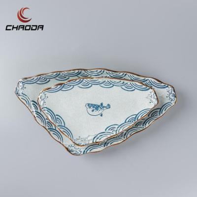 China CHAODA Viable Wholesale Triangle Ceramic Dishes For Restaurant Tableware High Quality Scratch Resistant Porcelain Dishes for sale