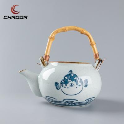 China Viable Chinese Ceramic Round Pot Porcelain Water Wine Teapot High Quality Restaurant CHAODA Wholesale Stocked Ceramic Pot Hot Selling for sale