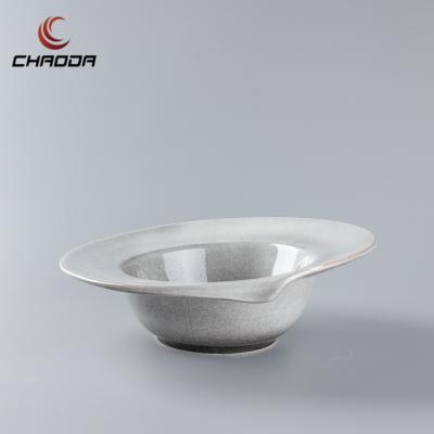 China Viable Creative Ceramic Salad Bowls Restaurant Cap Shape Design Chaoda Deep Dishes for sale