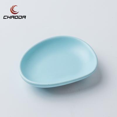 China Hotel Home Restaurant ChaoDa 3.5 Inch Porcelain Pink Blue Gray Soy Sauce Dish Ceramic Sauce Bowl Cute Sauce Bowl For Dinner for sale