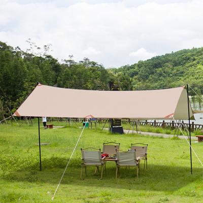 China Tube Type Tent Stake Outdoor Camping Glamping Sun Shelter Rain Fly Tent Cotton Hexagon Tarp for sale