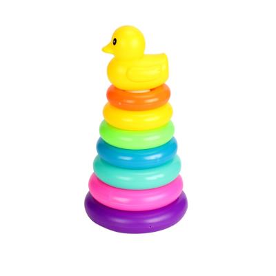 China Intelligence Development Wholesale China Supplier New Design Stacking Rings Diy Baby Blocks Tower Toy Rainbow Stacking Tower 7pcs Circle Toys for sale