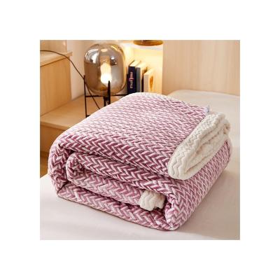 China Low price guaranteed quality double PORTABLE yarn-dyed geometric milk blanket for sale