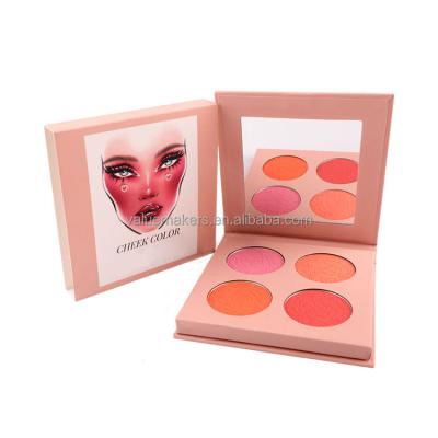 China OEM Waterproof Rose Texture Pressed Powder Private Custom Brand 4 Colors Blush Palette Makeup for sale