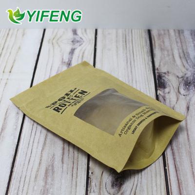 China Recycled Materials For Fruit And Vegetable Mango Meat High Quality Food Grade Stand Up Pouch Kraft Paper Bag With Clear Window for sale