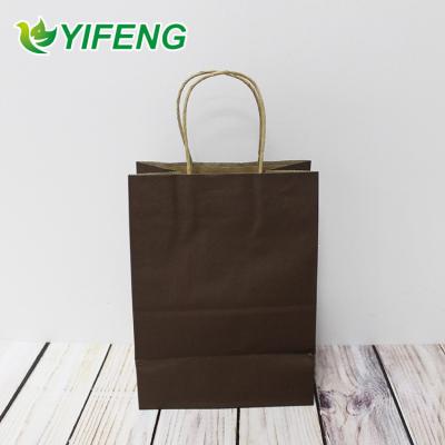 China Recyclable Small Brown With Handles Customized Paper Bag Square Bottom Wholesale Kraft Slogan Customized Custom Underwear Packaging YIFENG for sale