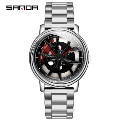 China 2020 Creative Rim Sports Wheel Watch Waterproof SANDA Hot Sell Car Rim Hub Wheel Watch Custom Design Waterproof Car Male Watches Men's W for sale