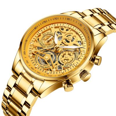 China Popular NIBOSI 2385 Chronograph Stainless Steel Band Gold Watch Factory OEM Logo Wristwatches For Hot Sale Luxury Men's Quartz Watches for sale