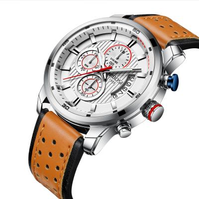 China Free Shipping Relogio Mascu Automatic Date NIBOSI 2372 Quartz Sports Clock Leather Waterproof Fashion Military Male Chronograph for sale