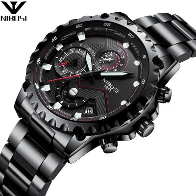 China NIBOSI 2322 China Cheap Chronograph Stainless Steel Men's Large 44mm Chronograph Luxury Watch Dropshipping for sale