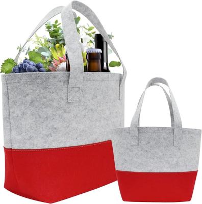 China Custom Eco-Friendly / Washable Extra Large Logo Eco Friendly Promotion Cheap Premium Felt Recycling Gift Shopping Bag With Long Handle for sale