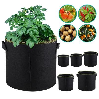 China Eco-Friendly 7/5/4/3 Gallon Breathable Grow Bags Felt Growing Planter Cloth Gardening Flower Plant Potatoes Flower Plant Vegetable Pots for sale