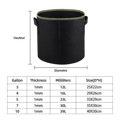 China Eco-friendly Breathable Garden Grow Bags Felt Cloth Potato Tomato Grow Bags Thicken Vegetable Planter Garden Plants Nursery Pot Root Container Bag for sale