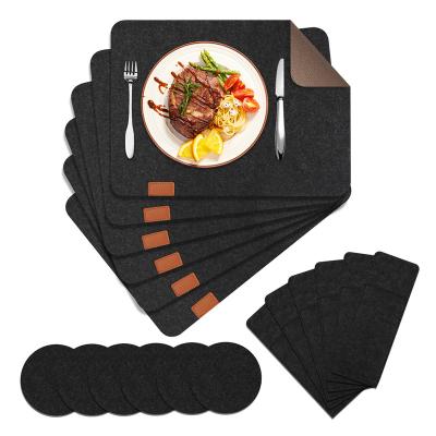 China 18pcs Place Mat Table Mats Glass Knife Fork Coasters Viable Washable Felt Cutlery Bags Set Absorbent Non-slip Dinner Mat for sale