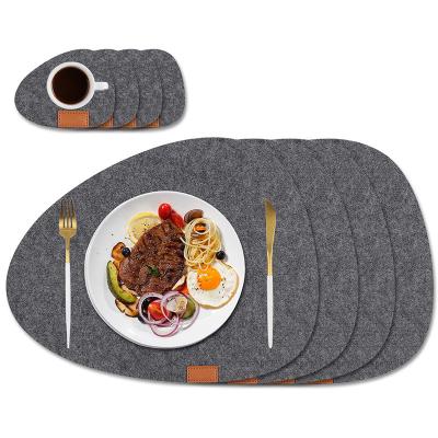 China 4Pcs Viable Felt Washable Anti-Slip Heat Insulated Pad Mat Coaster Dining Table Place Mat Coaster for sale