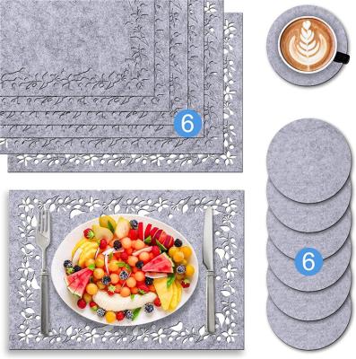 China Sustainable Kitchen Coaster Anti-Slip Heat Insulated Dining Table Pad Rectangular Felt Place Mat Rug for sale