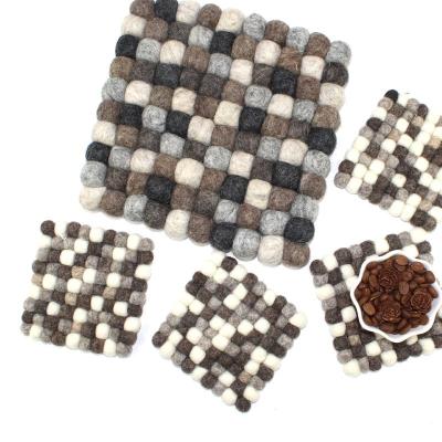 China Viable Colored Round Mixed Color Nordic Style Handmade Wool Felt Coasters Place Mats for sale