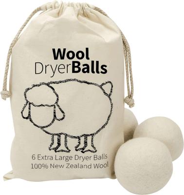 China Eco-Friendly Wholesale 6 Pack 100% Organic Wool Breathable Eco Friendly Customized Dryer Balls For Laundry With Cotton Bag for sale