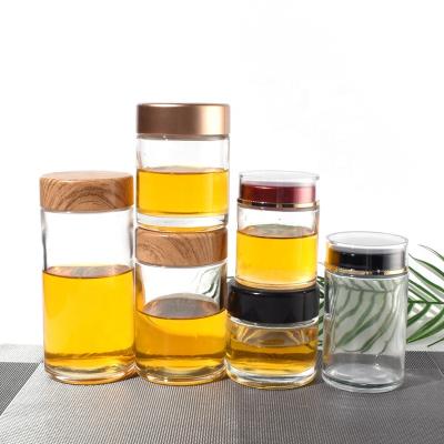 China Hot Sale 200ml 300ml 380ml 550ml Food JO Round Clear Empty Honey Saffron Candy Food Storage Canning Glass Jar for sale