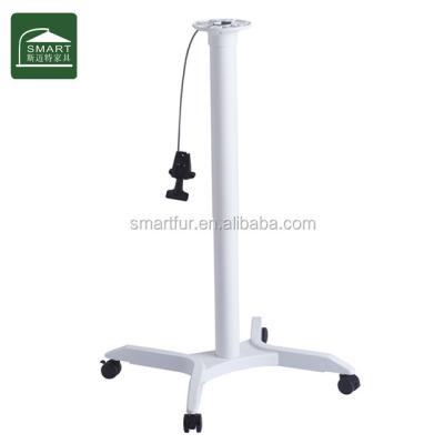 China Height Adjustable (Height) Adjustable Desk Table Metal Legs Gas Lift Table Base With Moving Casters for sale