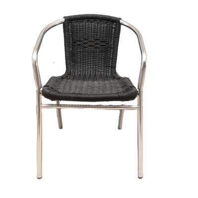 China Hot Selling Wicker Chair Aluminum Cafe Rattan Chair Comfortable Outdoor Cooling Comfortable Dining Chair for sale