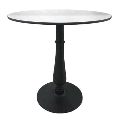 China Contemporary cafe metal table with cross top and durable metal frame for sale