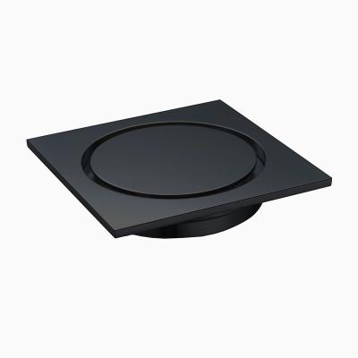 China Modern Matte Black Watermark Bathroom Floor Water Drain 80mm 50mm Diameter 100mm By 100mm for sale