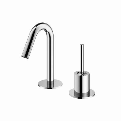 China Interesting Single Basin Faucet Chrome Handle Goose Neck Faucets Design Metered Brass Faucet For Bathroom Sink for sale