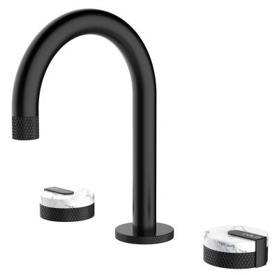 China Metered Knurled Faucets Watermark New Arrival Vanity Faucet 3 Hole Basin Faucets Double To Handle Hot Cold for sale