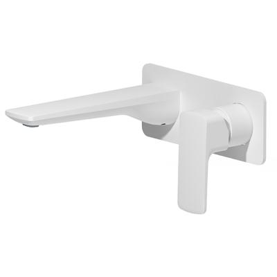 China Metered Matte White Watermark Basin Wall Mounted Square Mixer Taps Wall Mounted Faucets for sale