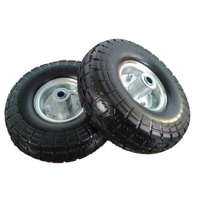 China 10inch PU Foam Wheel Polyurethane Foam Flat Free Casters 4.10/3.50-4 For Wheelbarrow for sale