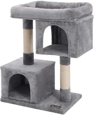 China Amazon Hot Selling Viable Cat Tree Scratch Pet Scratcher Tower Furniture Wooden Cat Tree Wooden Cat Tree Tower for sale