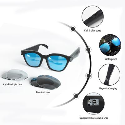 China Fashion Sunglasses 2021 Smart Portable Interchangeable Glass Stereo Smart Bluetooth Audio Stereo Glasses Sunglasses New for sale