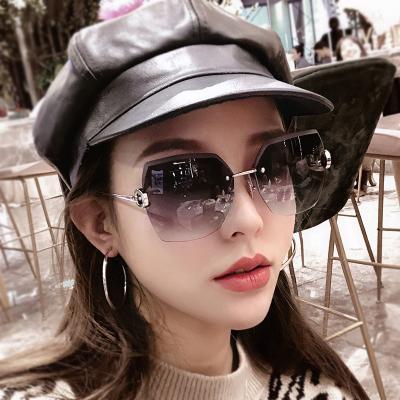 China Woman 2021 Square Eyewear Sunglasses Semi-rimless Fashion Sun Glasses Tending Glass Sunglasses for sale