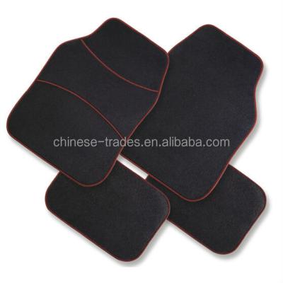 Chine PVC/Plastic Black Color With Red Line Full Set Carpet Car Mats For Universal Cars à vendre