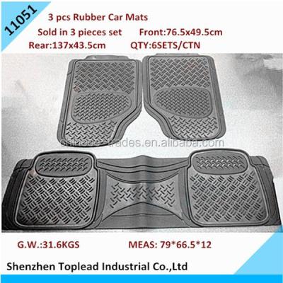 China New Design Rubber Non Slip 3PCS Full Set Car Rubber Mats, No Smell High Quality Rubber Car Floor Mats à venda