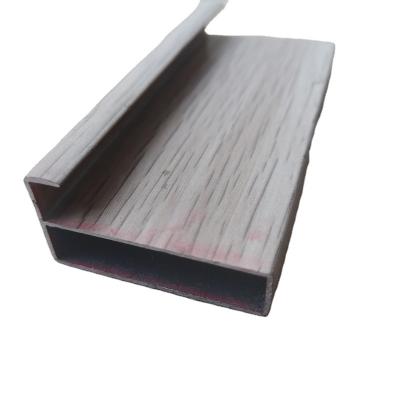 China Design RAL 1015 Powder Coating Wood Aluminum Popular Beige Profile Kuwait Profile Kitchen Decorations Grain Aluminum Cabinet Door for sale