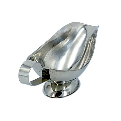 China Restaurant Beef Sustainable Use Stainless Steel Gravy Sauce Boat With Spout for sale