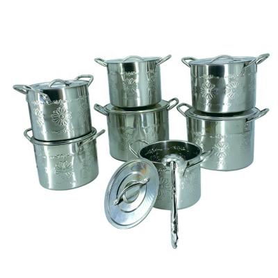 China 18/8 Stainless Steel Commercial Viable Soup Stock Pot,Kitchen Stainless Steel Stock Pot Cover Group 14pcs Set for sale